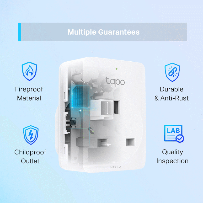 TP-Link Tapo P110 13A 2 Pin Shuco Smart Wi-Fi Plug, Power Monitoring