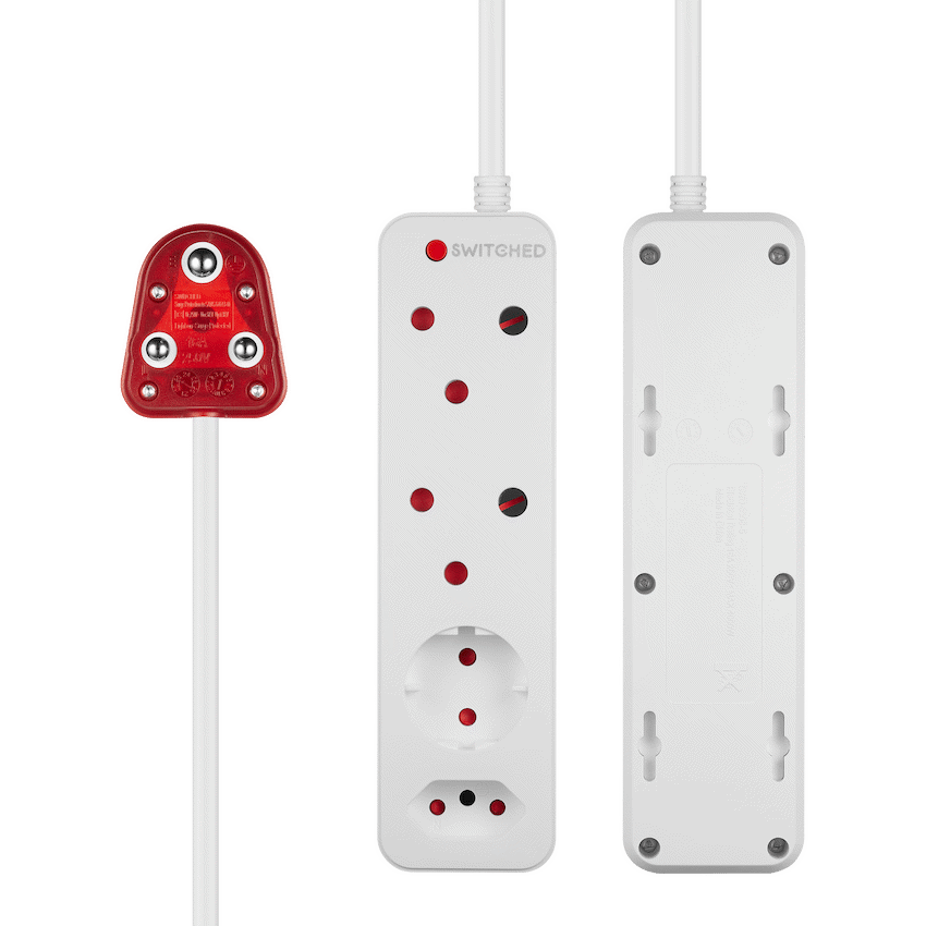 Switched High Surge 4-Way Multiplug 0.5m 1140J