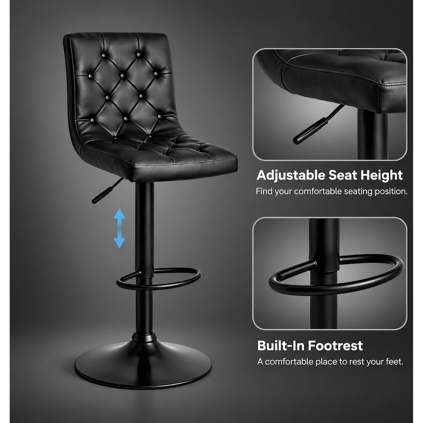 Everfurn Bayer Large Barstool Black