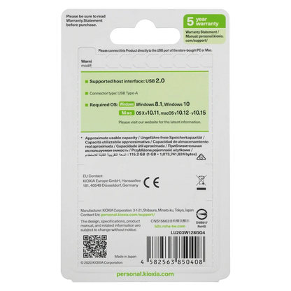 Kioxia U203W- 128GB USB 2.0 Yamabiko Slider Typ