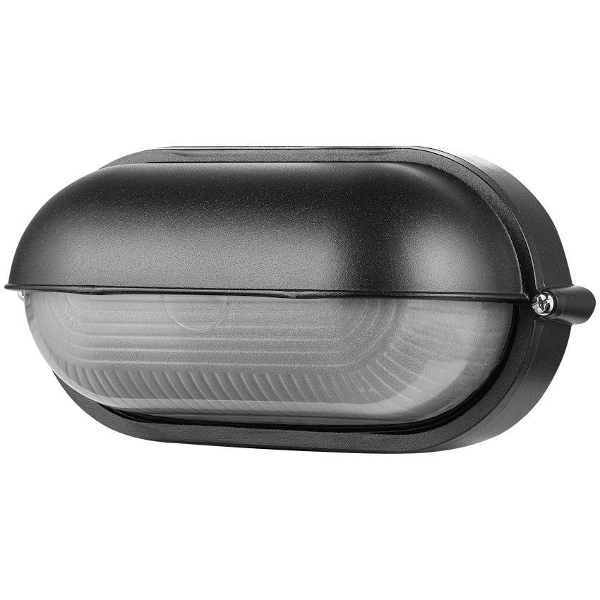 Ellies Arc Series - AC Oval LED Bulkhead - Aluminium + Glass - E27 Base -BK
