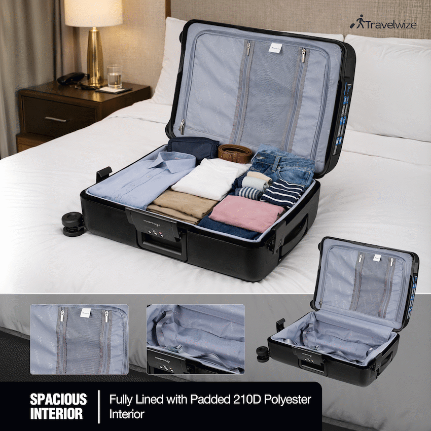 Travelwize Clipper PP 3Pc 4-Wheel Spinner Luggage Set Black