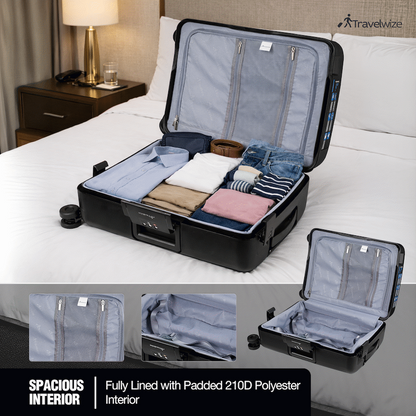 Travelwize Clipper PP 3Pc 4-Wheel Spinner Luggage Set Black