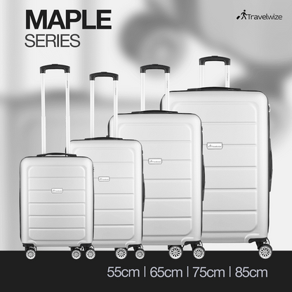 Travelwize Maple ABS 4-Wheels Spinner 4Pc Luggage Set Silver