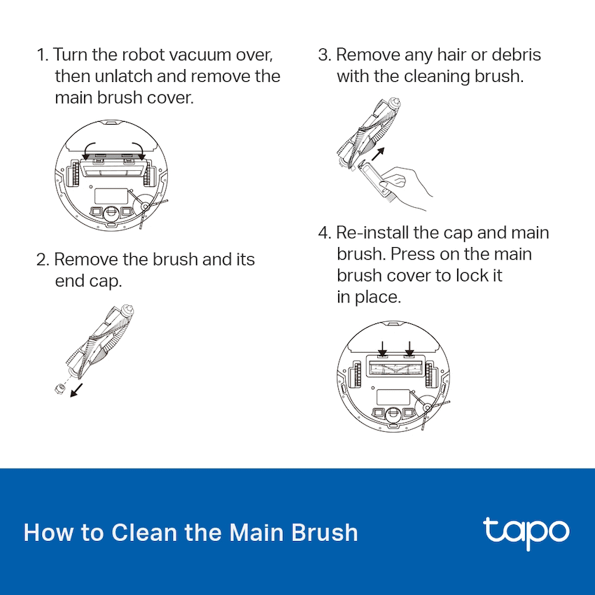 TP-Link Tapo RVA100 Main Brush  x1, Side Brush  x2, HEPA Filter(Large Size)  x2 for Tapo RV10 Lite