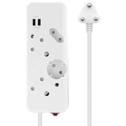 Ellies 4-Way Multiplug - 2 x USB 2.4a - 0.4m