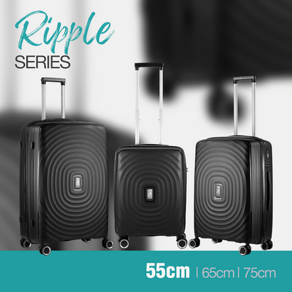 Travelwize Ripple PP 4-Wheel Spinner 55cm Luggage - Black