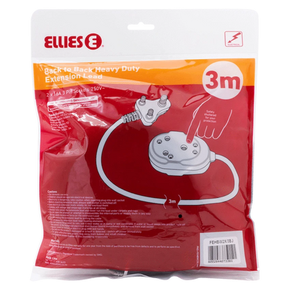 Ellies Back to Back Heavy Duty Extension Lead - 3m
