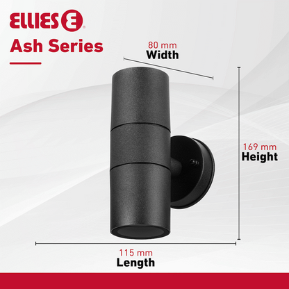 Ellies Ash Series AC dual beam wall light - Nylon Carbon Fiber - GU10 Base- BK