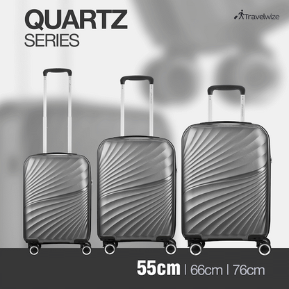Travelwize Quartz PP 55cm 4-Wheel Spinner Luggage - Silver