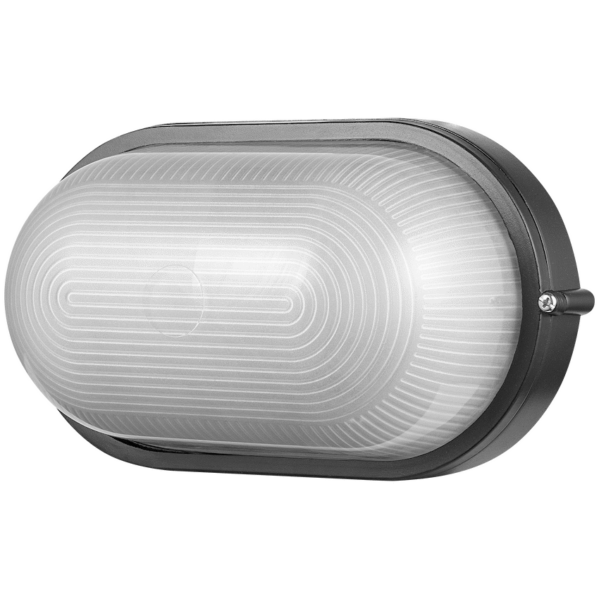 Ellies Illume Series - AC Oval Bulkhead - Aluminium + Glass - E27 Base - BK