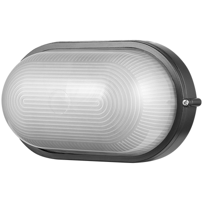 Ellies Illume Series - AC Oval Bulkhead - Aluminium + Glass - E27 Base - BK