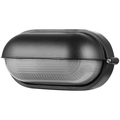 Ellies Arc Series - Large AC Oval Bulkheads - Aluminium + Glass - E27 Base -BK