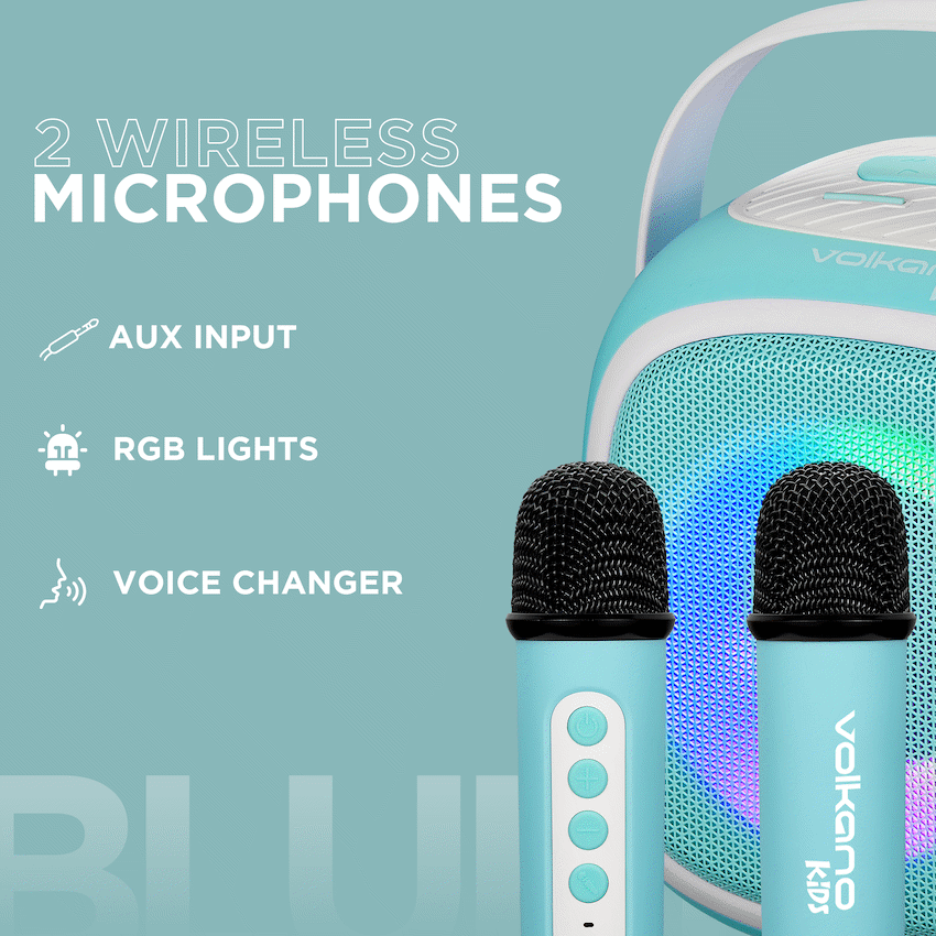 Volkano Kids SingMate Series Bluetooth Speaker with 2 Wireless Microphones - Mint