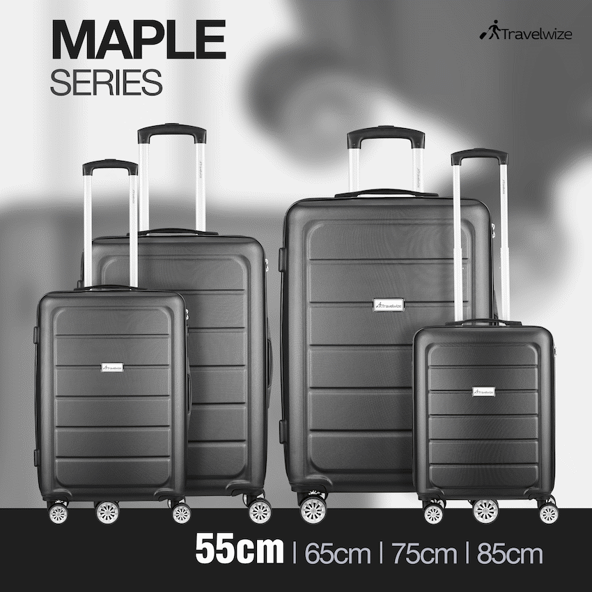 Travelwize Maple ABS 55cm 4-Wheel Spinner Luggage - Black