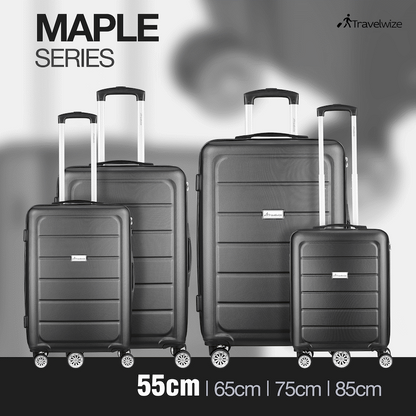 Travelwize Maple ABS 55cm 4-Wheel Spinner Luggage - Black