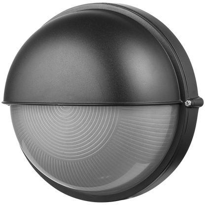 Ellies Arc Series - Large AC Round Bulkhead - Aluminium + Glass - E27 Base -BK