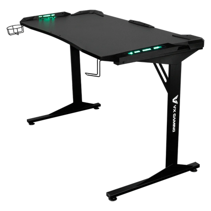 Fortress Gaming Desk with RGB Lights, Cup Holder
