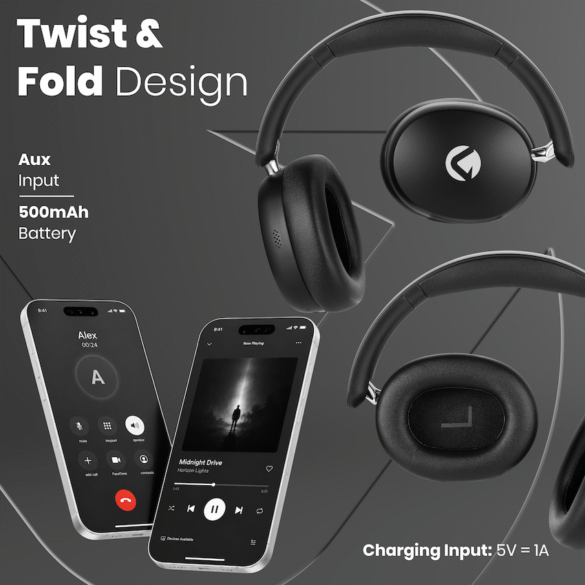 Volkano Lexi Pro Hybrid ANC Headphones - Black