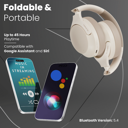 Volkano Odyssey ANC Bluetooth Wireless Headphone - Nude