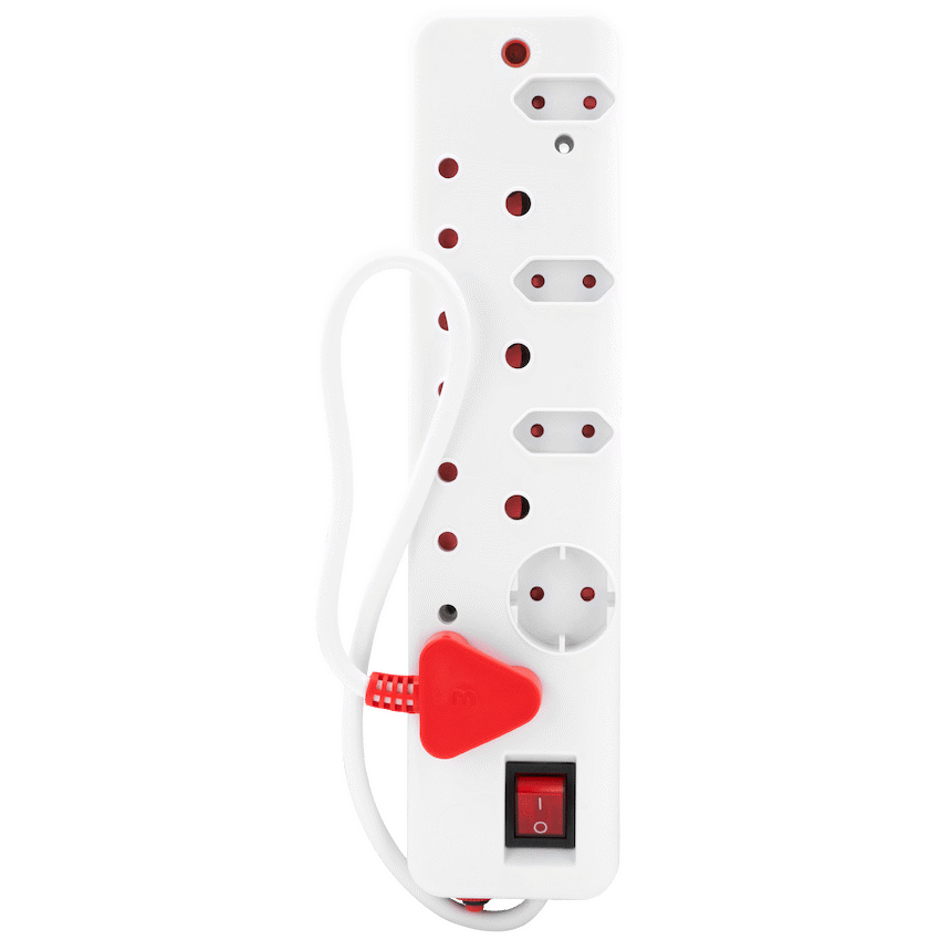 Ellies 8-Way Surge Multiplug 0.5m - WT