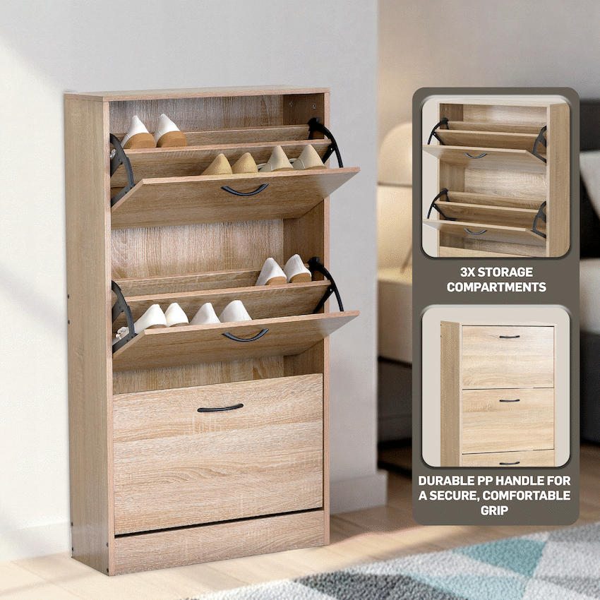 Everfurn Tamar Shoe Cabinet - Small - Oak