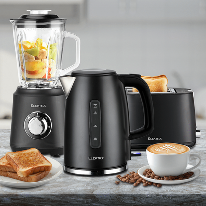 Elektra Kettle, Toaster and Blender Breakfast Set - Black