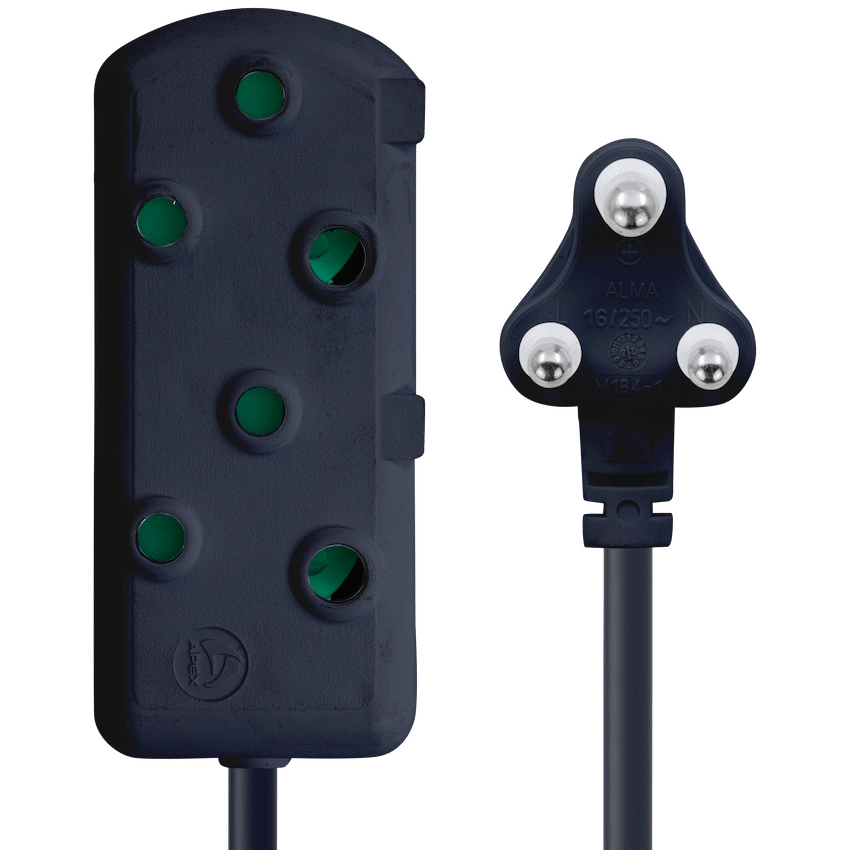 Switched Light Duty Side by Side (SBS) Extension Leads 20M - BK