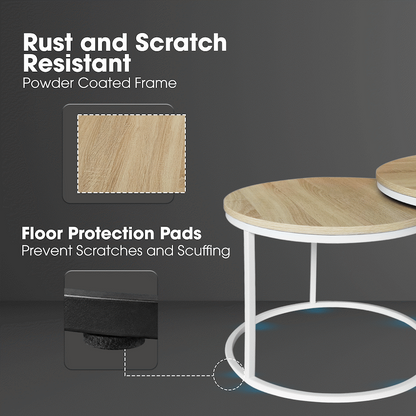 Everfurn Nile Nesting Coffee Table - Oak and White Frame