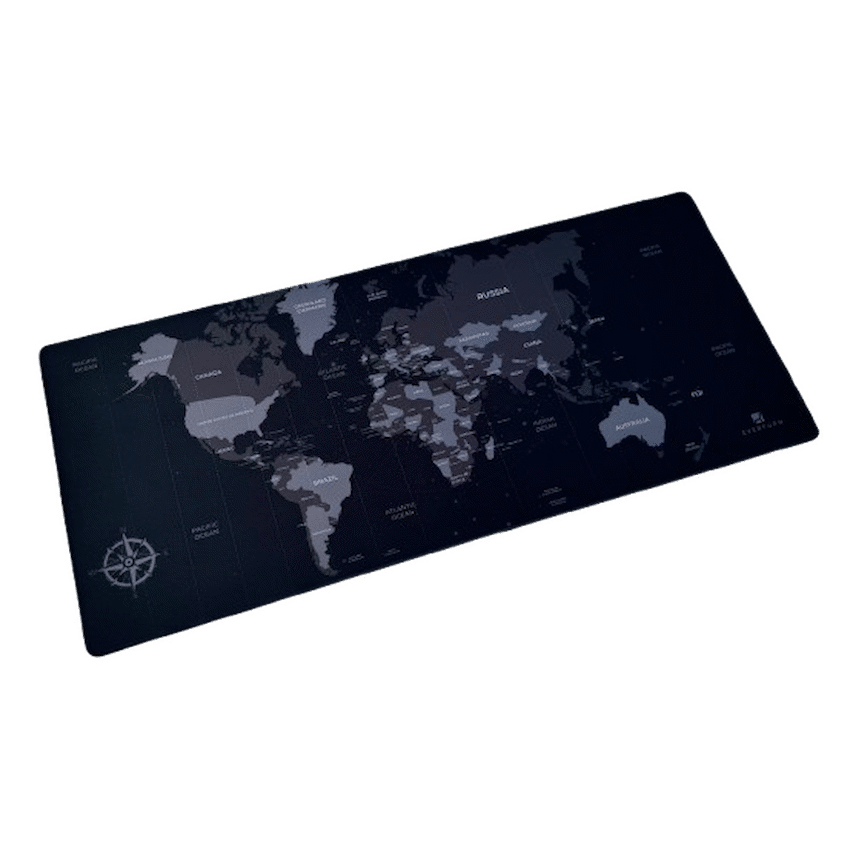 Everfurn Desk Mat - World Map - Large - Black - Non-Slip