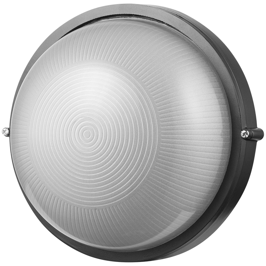 Ellies Illume Series - Large AC Round Bulkhead - Aluminium + Glass - E27 Base -BK