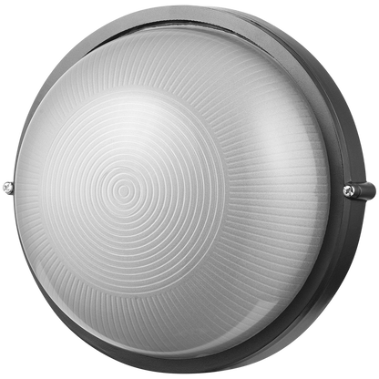 Ellies Illume Series - Large AC Round Bulkhead - Aluminium + Glass - E27 Base -BK