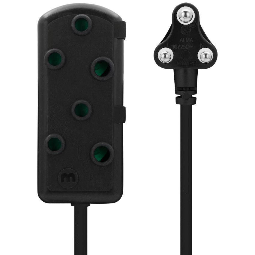 Ellies Side-by-Side Heavy-Duty Extension Lead - 3m - Black