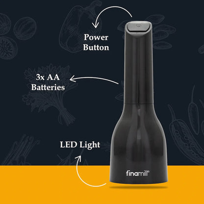 Finamill Battery-Operated Grinder - Midnight Black
