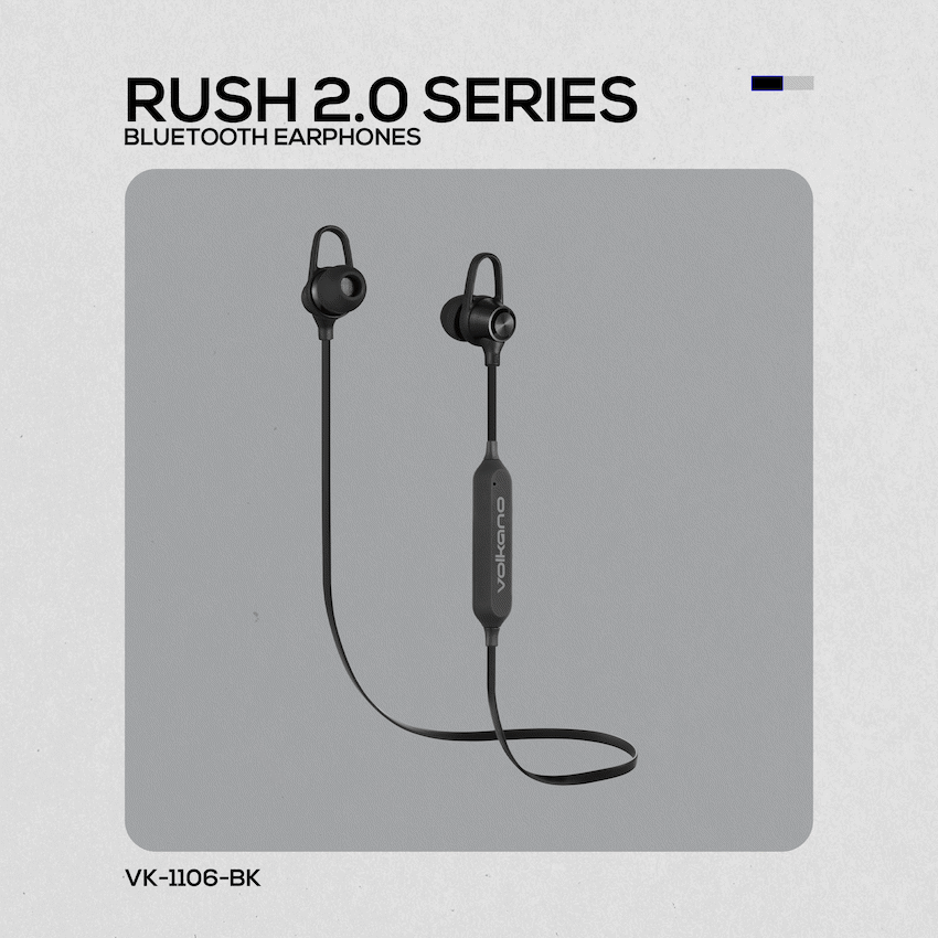 Volkano Rush 2.0 Bluetooth Earphones - Black