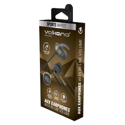 Volkano Titanium Series AUX Earphone - Gun Metal