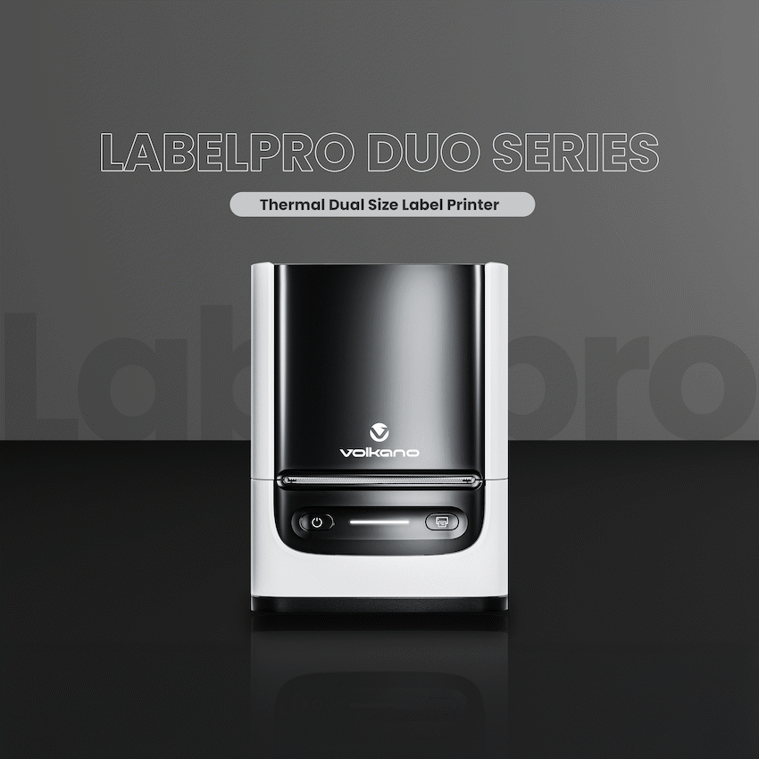 Volkano LabelPro Duo Series Thermal Dual Size Label Printer - Black and White