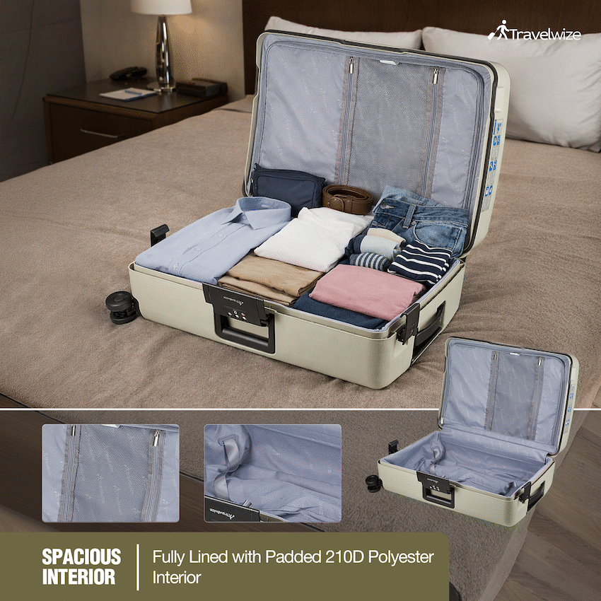 Travelwize Clipper PP 3Pc 4-Wheel Spinner Luggage Set Beige