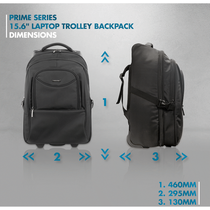 Kingsons Prime 15.6" Laptop Trolley Backpack - Black