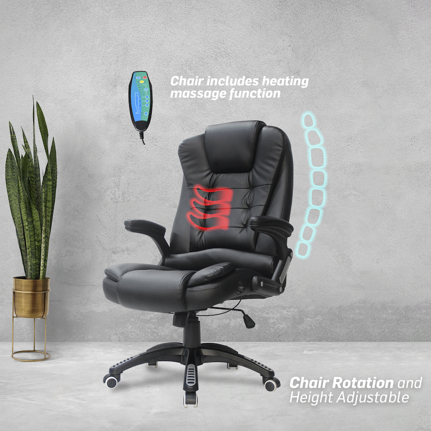 Everfurn Auto High Back Massage Function Office Chair