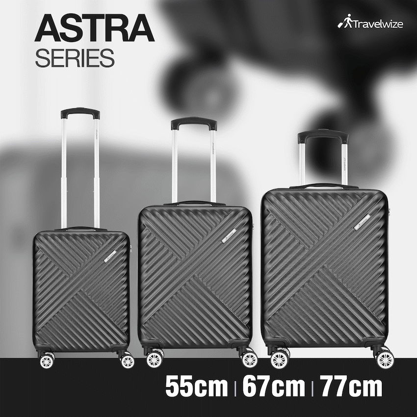 Travelwize Astra ABS 4-Wheels Spinner 3Pc Luggage Set Black