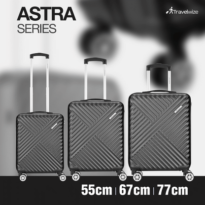 Travelwize Astra ABS 4-Wheels Spinner 3Pc Luggage Set Black