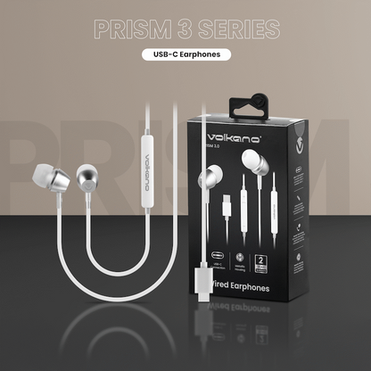 Volkano Prism 3 Series Type-C Earphone - White
