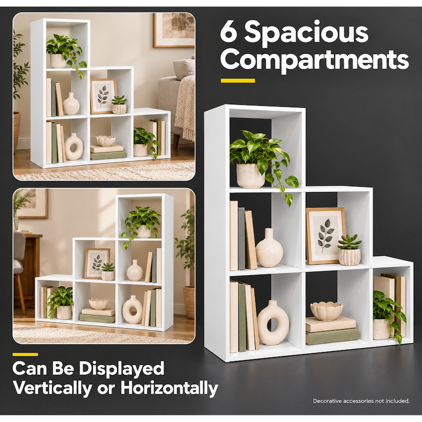 Everfurn Hexagon Bookshelf, High Pressure Laminate