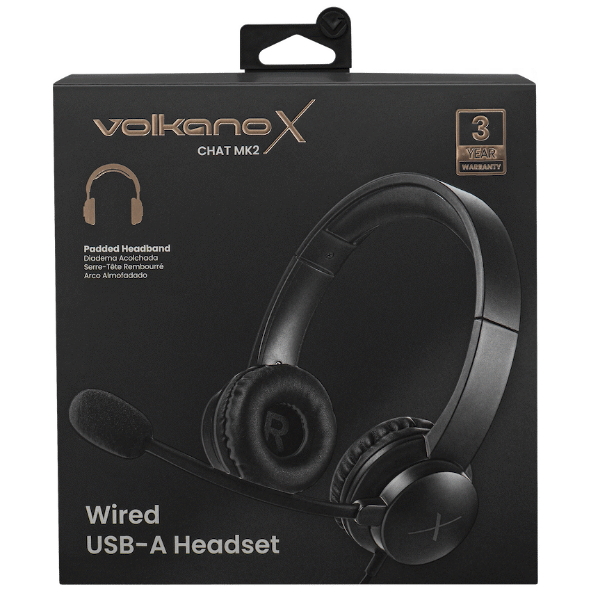 VolkanoX Chat Mk2 Series Wired USB Headset - Graphite