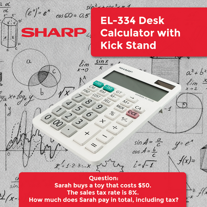Sharp ElsiMate EL334WB - 12 Digit Desk Calculator