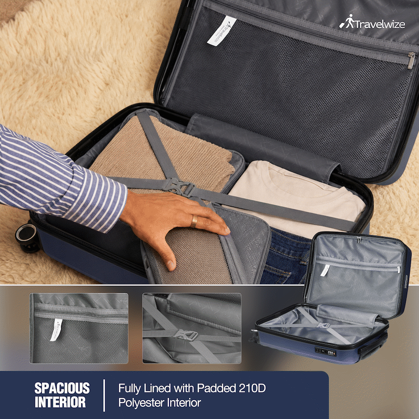 Travelwize Quartz PP 76cm 4-Wheel Spinner Luggage - Navy