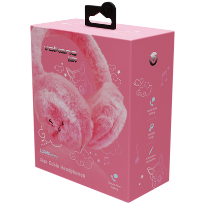 Volkano Kids Llama Series Wired Headphones with Case - Pink