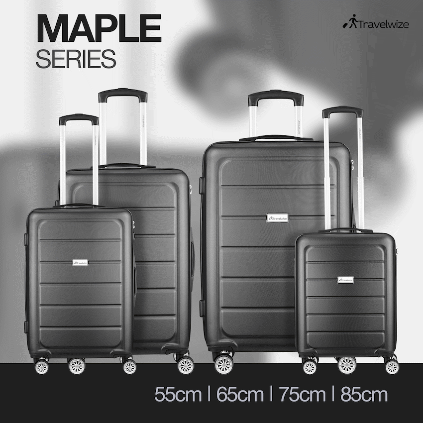 Travelwize Maple ABS 4-Wheels Spinner 4Pc Luggage Set Black