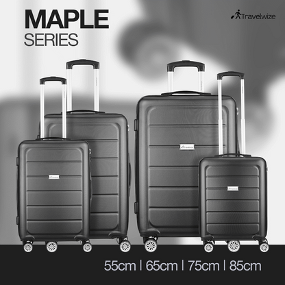 Travelwize Maple ABS 4-Wheels Spinner 4Pc Luggage Set Black